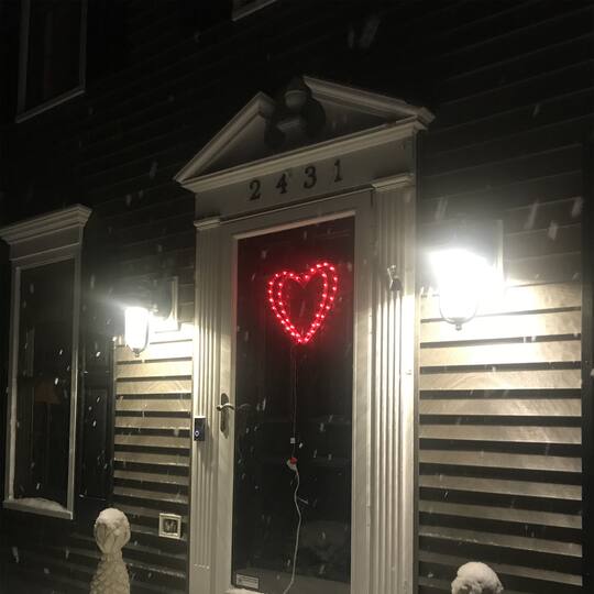 17" Pre-Lit Scarlet Red Double Heart Valentine's Day Window Silhouette Decoration